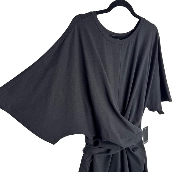NWT Eloquii Black Cotton Blend Twist Front Dress‎ Plus Size 20 Flutter Sleeve - Picture 5 of 14
